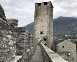 The site consisting of three castles called Monteb The site consisting of three castles called Montebello, Castelgrande and Sasso Corbaro. Out of which Sasso Corbaro is the highest which is situated on